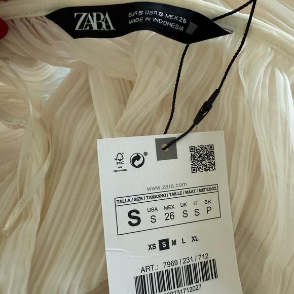 Zara Pleated Crepe Blouse Crop Top Tie Bow Back - Picture 10 of 10